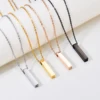 Stainless Steel Customized Text Geometry Vertical Cubic Bar Cremation Urn  For Memorial Ash Keepsake JewelryPendant Necklace 1