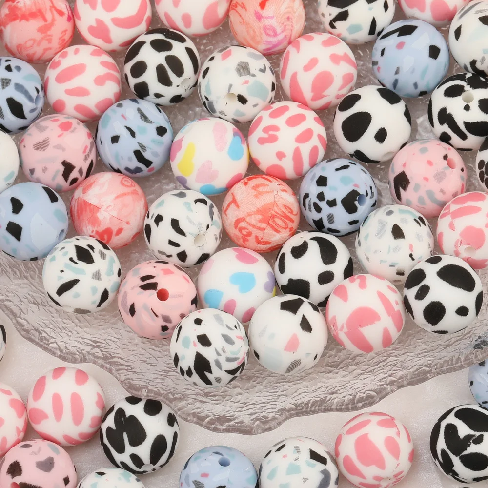 Cordial Design 100Pcs 16*16MM DIY/Hand Made/Spot Print/Silicone Material Beads/Baby Edible Beads/Chewable/Jewelry Accessories - cordial