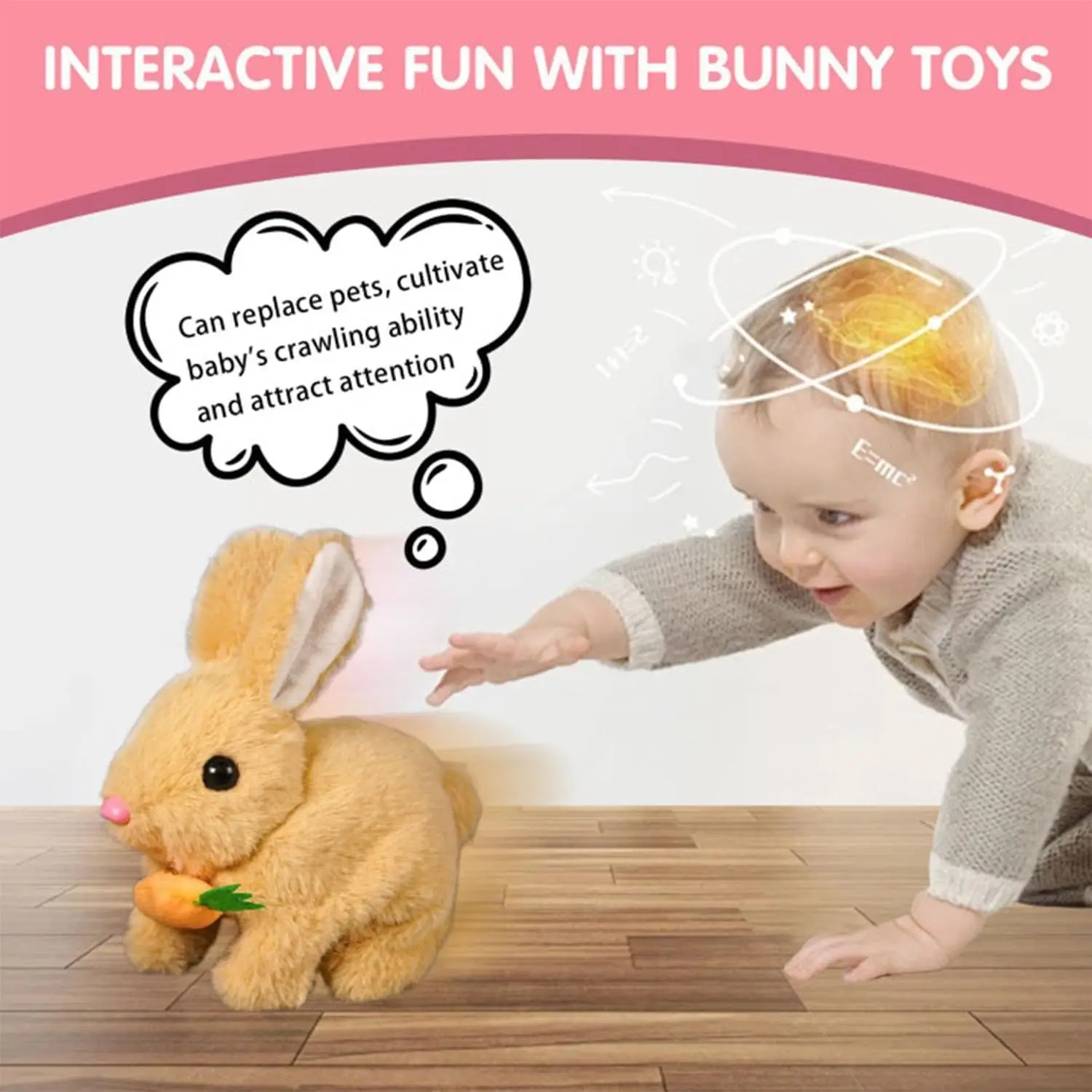 Hopping Bunny Toy Realistic Bunny Robot Simulated Rabbit Electric Plush Toy Can Walk, Bark, Move Its Mouth Shake Its Ears