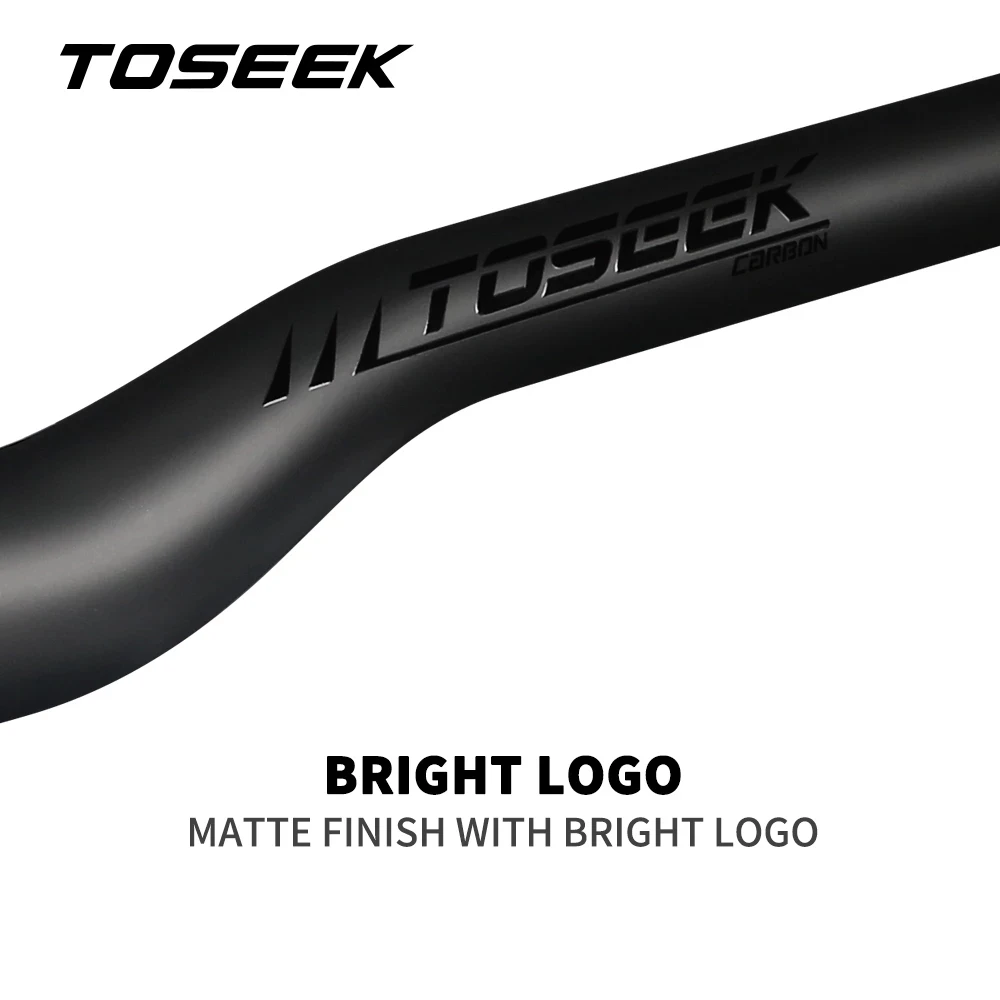 TOSEEK Black Matte Carbon Fiber Handlebar 25.4mm Flat Bar Rise Handlebar For Mountain Road Kids Folding Bike