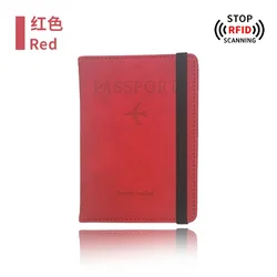 RFID Blocking Travel Passport and Credit Card Holder Case - Stylish PU Leather Protective Accessory (Red)