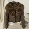 Down Jacket Women Short Puffer Jacket Thick New Big Natural Real Fox Fur Coat  Autumn Winter Female White Duck Down Coat Feather 3