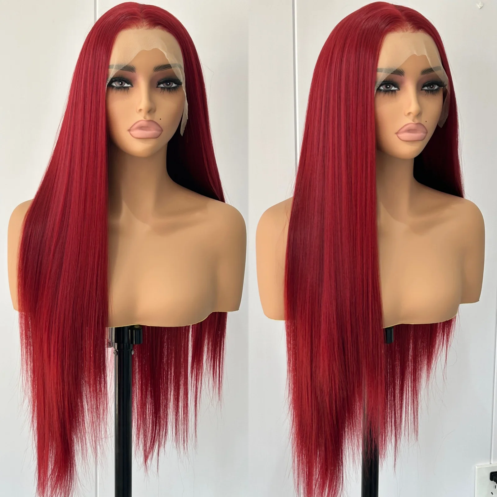 Synthetic wigs womens synthetic wigs long red silky straight heat resistant fiber wigs for women daily party