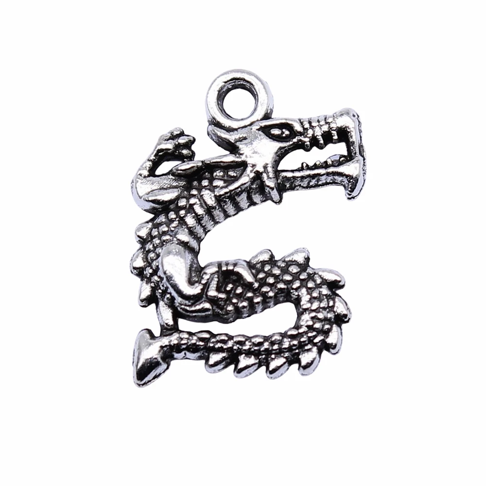 WYSIWYG-17x13mm 골동품 골드 컬러 골동품 실버 컬러 드래곤 매력 보석 만들기 DIY 쥬얼리 결과, 20 개
