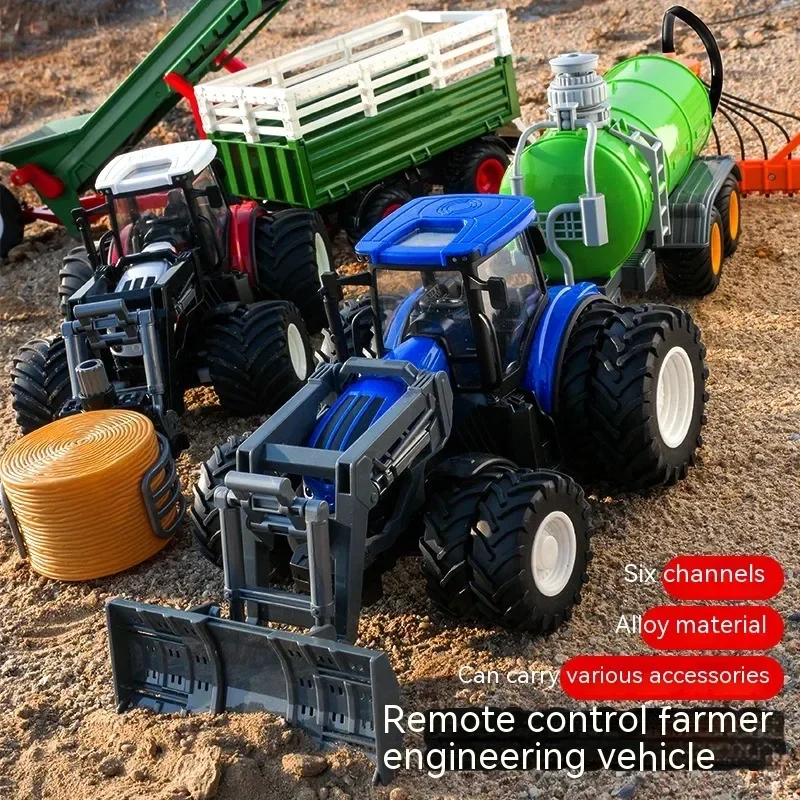 1:24 Inertia Tractor Trailer With Headlights Farm Toy Set Car Truck Farm Simulation Child'S Birthday Christmas New Year Gift 5