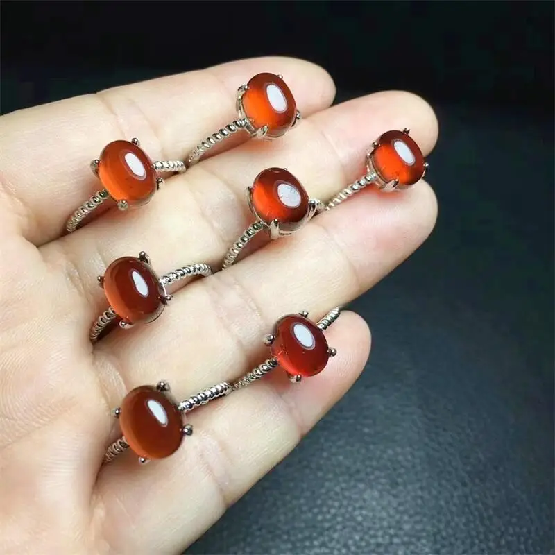 

S925 Natural Garnet Rings Facet Trendy Finger Charm Jewelry Gemstone For Women Fashion Healing Party Gift 1PCS