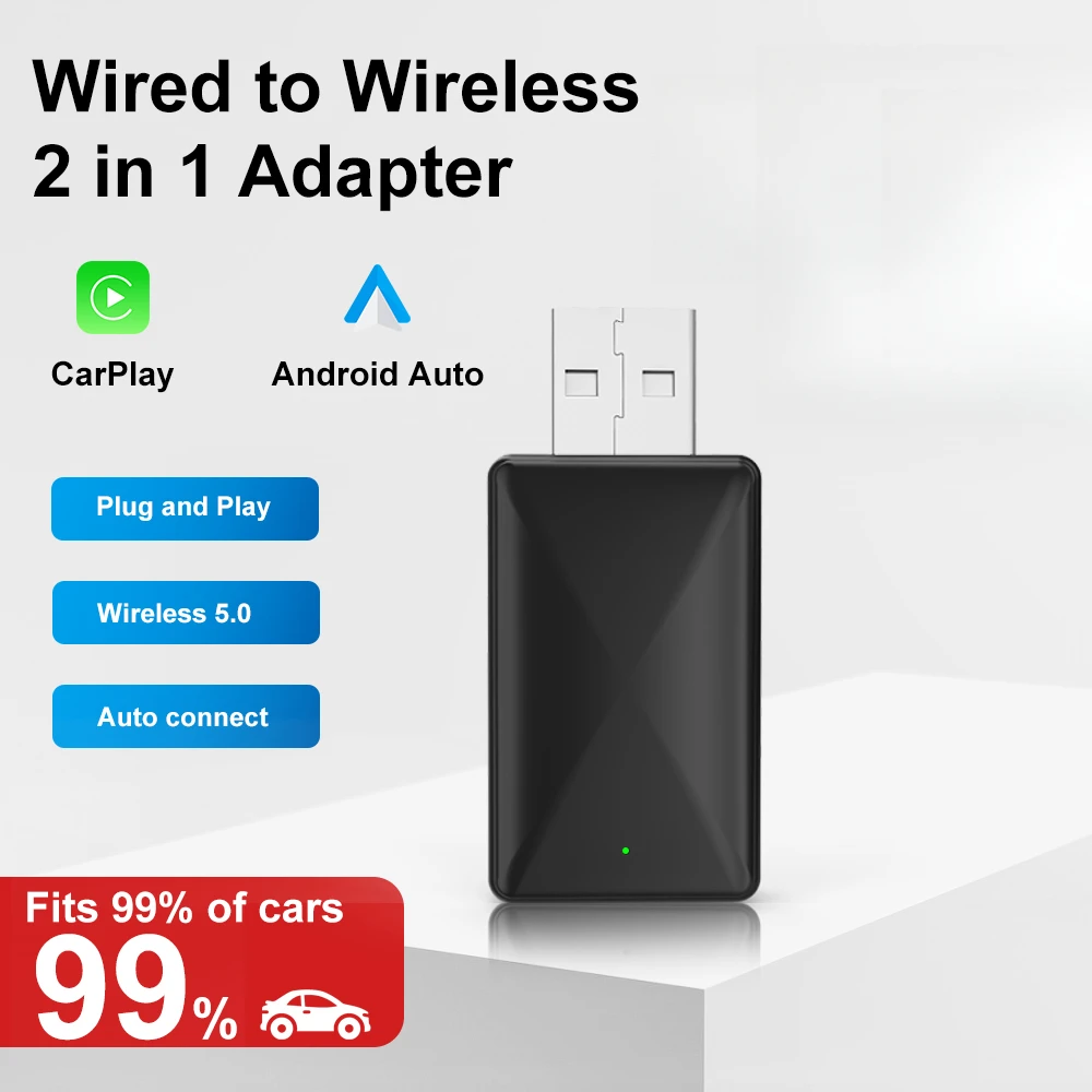 Wireless Android Auto & CarPlay Adapter Dongle for Smart Vehicle Integration