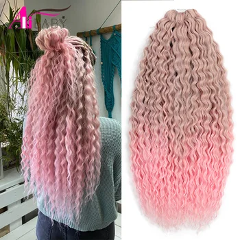 Ariel afro Curl Water Wave Braiding Hair African curls Synthetic Crochet Hair Blonde Pink Omber Wavy Hair Extension Alibaby 1