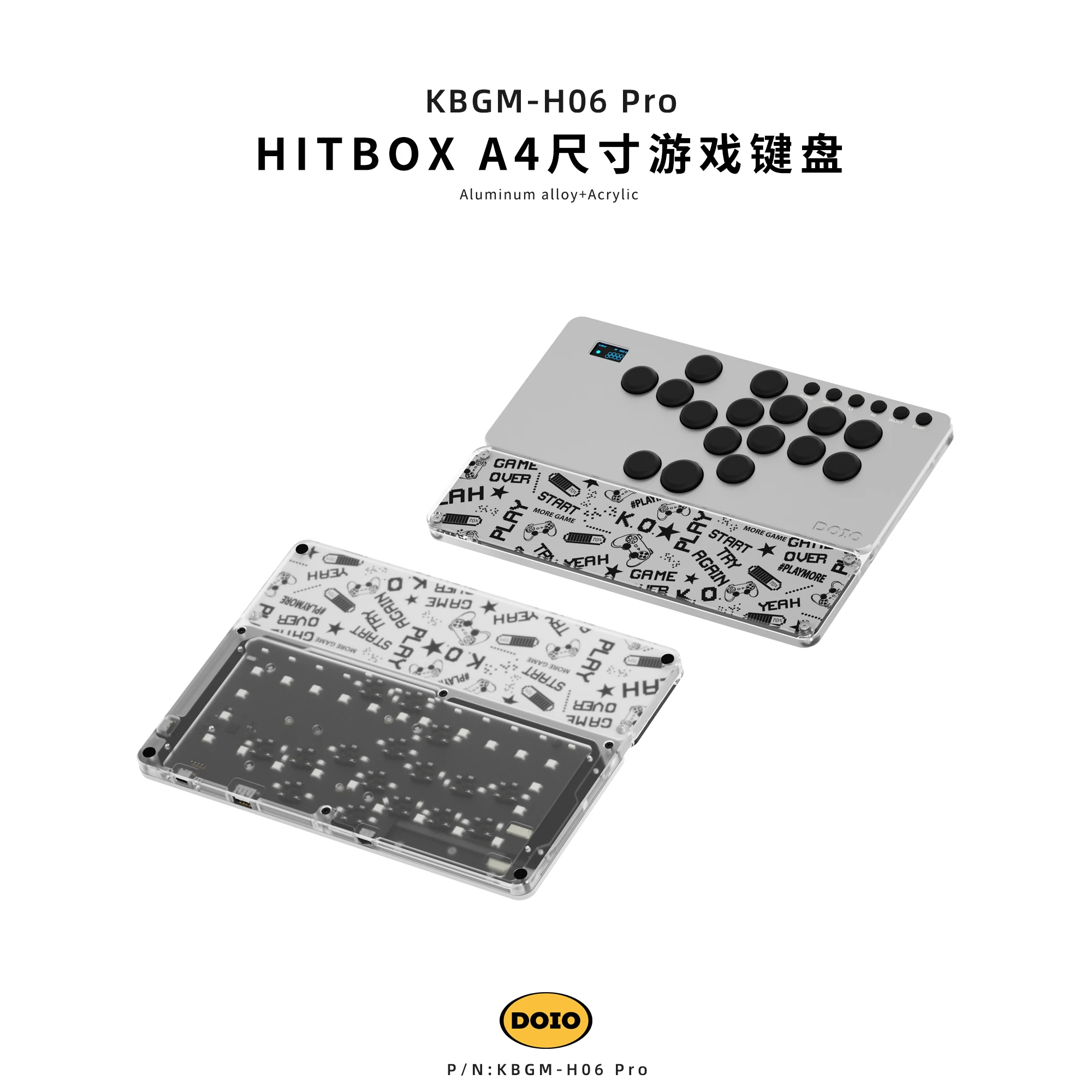 DOIO KBGM-H06 PRO HITBOX Aluminum Alloy A4 Game Keyboard