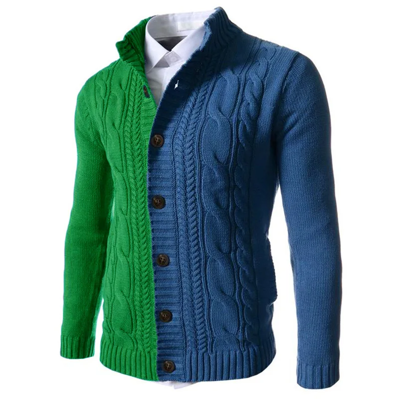 Men's Sweater Cardigan Autumn And Winter New Fashion Trend Color Design Casual Large Size Cardigan