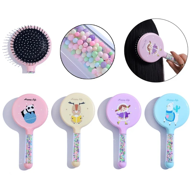 

HOT Cartoon Cute Animal Print Big Round Air Cushion Comb Cartoon Airbag Comb with Foam Rainbow Comb Glitter Comb Girl Hair Brush