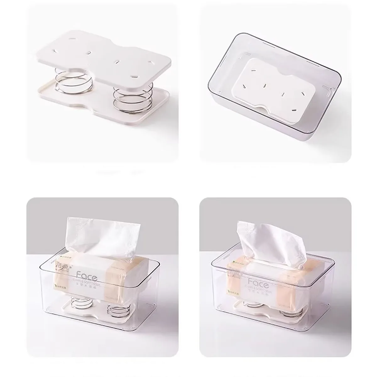 Creative Spring Holder Tissue Box Automatic Lift Loaded Bracket Car 4