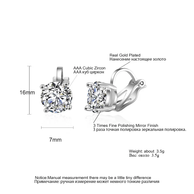 Ear Clip Earrings Clip Earrings Ear Clip Ear Accessories 7mm Cubic Zircon Ear Cuffs Earrings Round Crystal Fake Piercing Clip Earrings For Women Wedding Party Jewelry