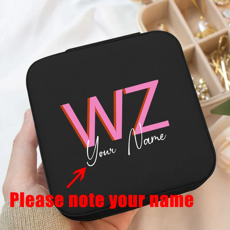 

Custom Name Zipper Jewelry Box Personalized Gifts Leather Travel Jewelry Case Bridesmaid Proposal Jewellery Holder for Her