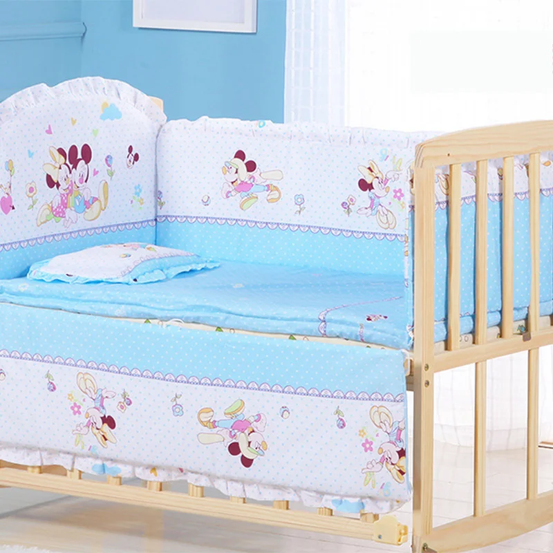 Baby Crib Sheet Baby Crib Bumper Baby Pillowcase 6pcs/set Baby Crib Bumpers Child Bedding Set Cartoon Cotton Baby Bed Linens Include Cot Bumpers Bed Sheet Pillow ZT57