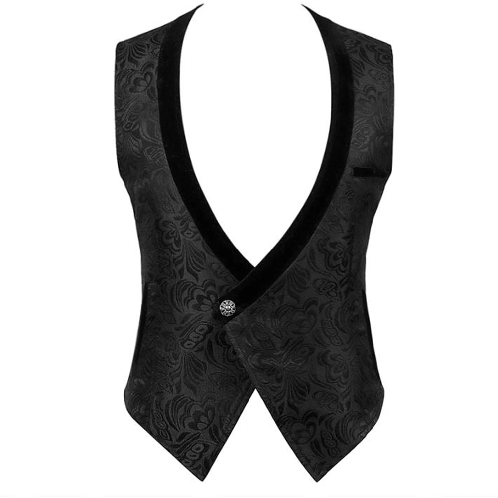 Men's Renaissance Cosplay Medieval Pirate Waistcoat Vest Vintage Vicotiran Steampunk Jacquard Swallow Top Noble Blazer Costume