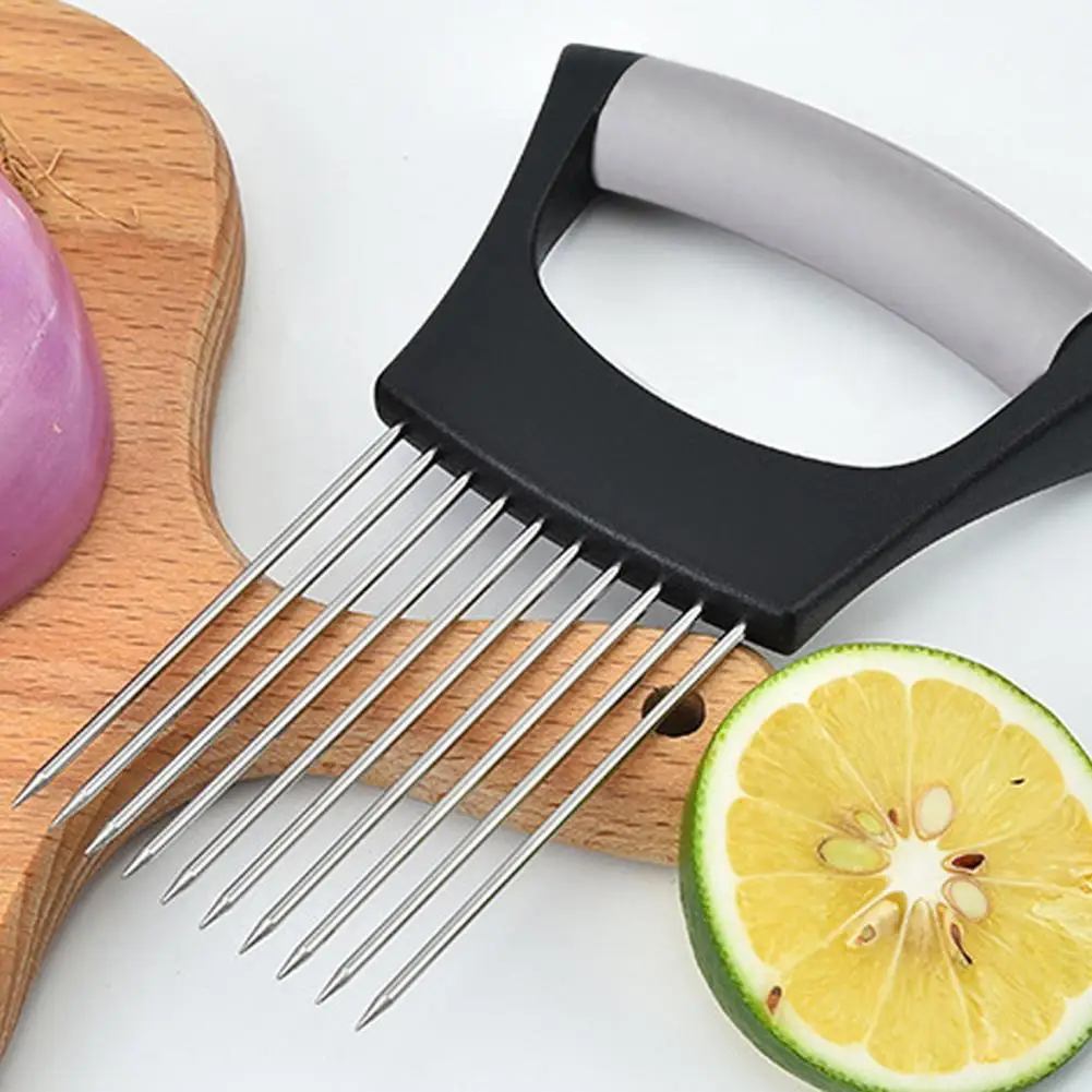 Onion Cutter for Slicing Rust-resistant Slicer Stainless Steel Onion Holder for Slicing Vegetables Fruits Meat Potato