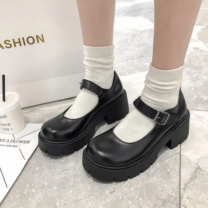 New Shoes High heel Shoes Women thick-soled Style High heel Shoes Women Vintage Sexy High Heel Platform Shoes College Large size