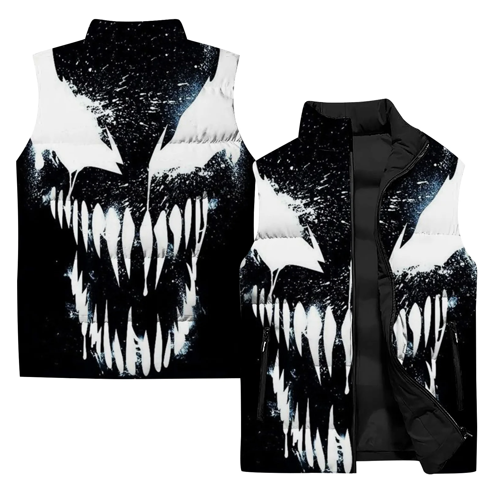 thumbnail image 1 of Chaleco cálido de estilo nuevo 2024 para hombre, con algodón y estampado de araña venenosa gruesa, ropa para hombre, abrigos de invierno con calefacción, 1 of 5
