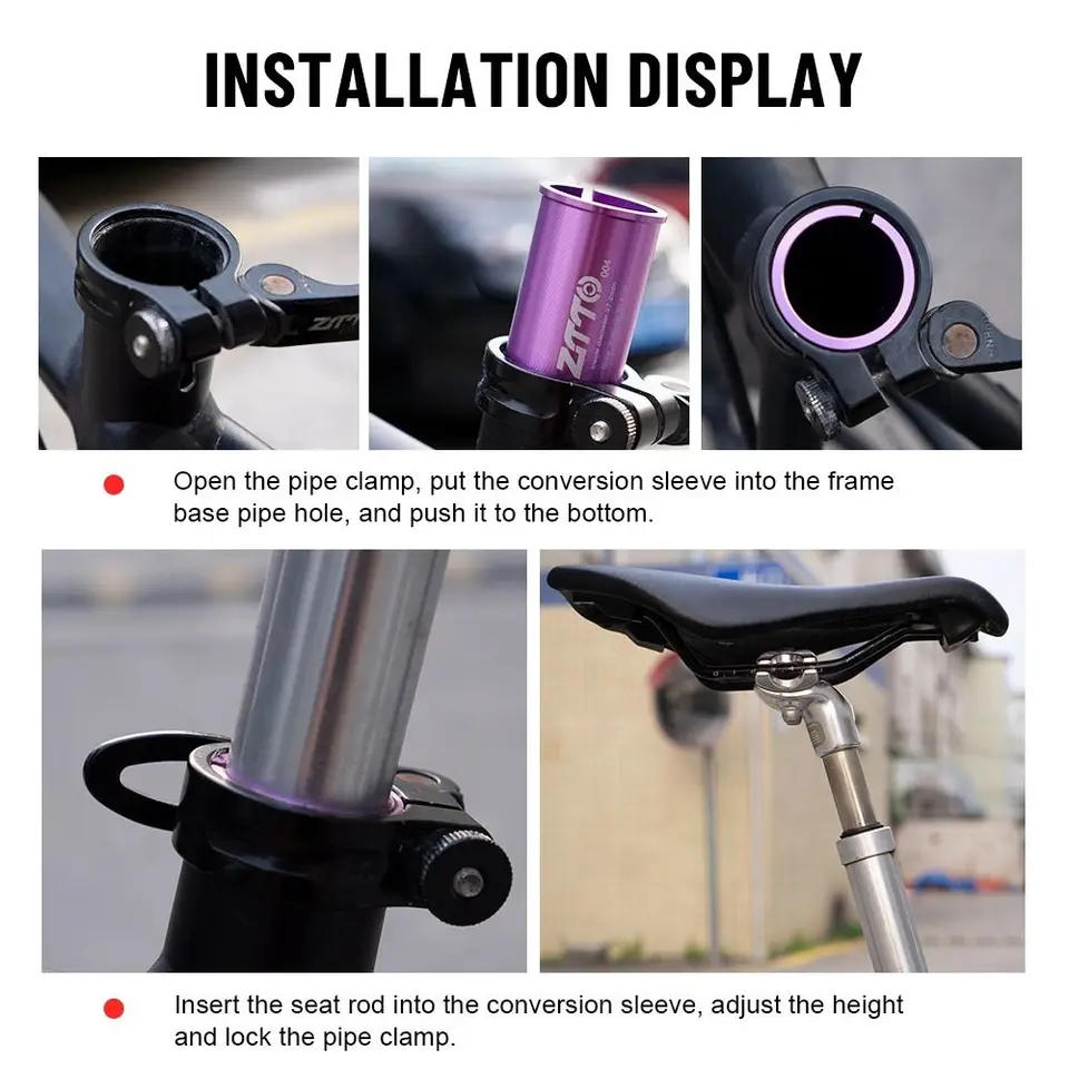 Bike Seat With Post 9-Size Bike Seat Post Adapter Kit Aluminum