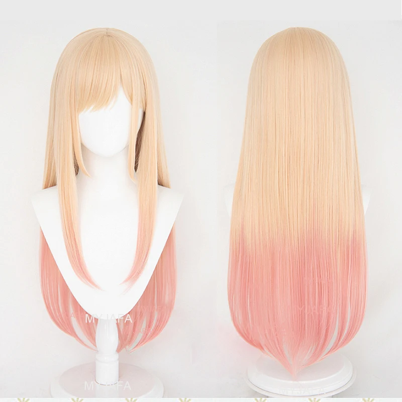 Hochwertige Marin Kitagawa Cosplay Perücke My Dress-Up Darling Lange Blond Rosa Farbverlauf Hitzebeständige Haar Party Anime Perücken – Detail 1