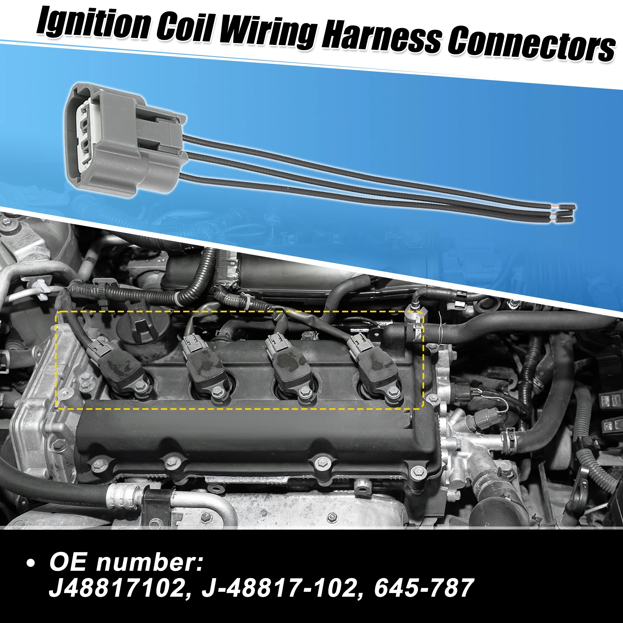 Uxcell 4pcs Ignition Coil Connectors Plug Wiring Harness Pigtail for Nissan J48817102 Auto Parts and Accessories