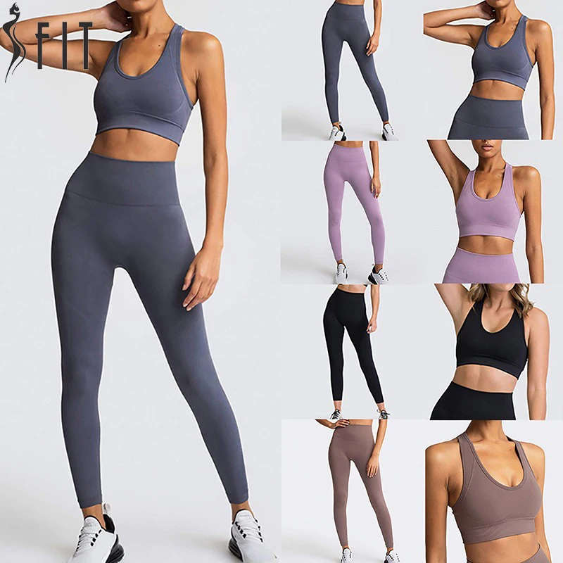 Sfit Women Tracksuits Yoga Set Workout Sport Bra Gym Suits Fitness Crop