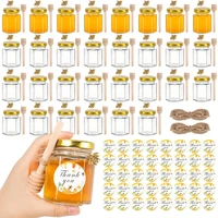 3oz Mini Honey Jars with Dipper, Empty Glass Jars for Baby Shower Favors/Wedding Favors Mini Jars with Wooden Dippers 1