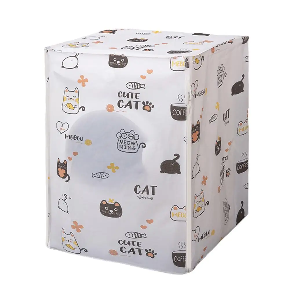 Washing Machine Covers Dustproof Protective Equipment Practical Easy To Clean Cartoon Print Design Waterproof Household Cover