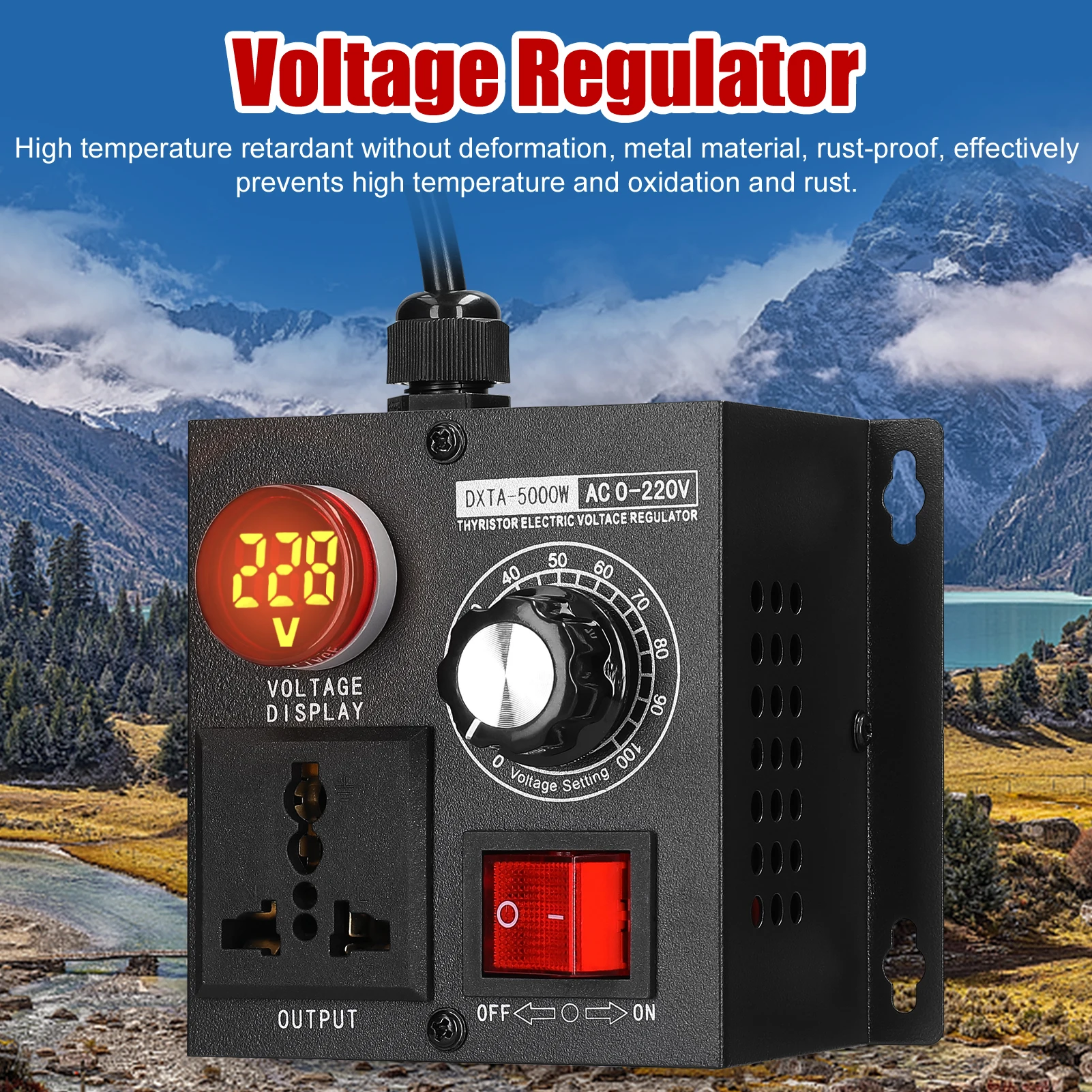 AC220V 5000W 무단계 전압 조정기 온도 속도 조명 조광용 휴대용 단상 전압 컨트롤러