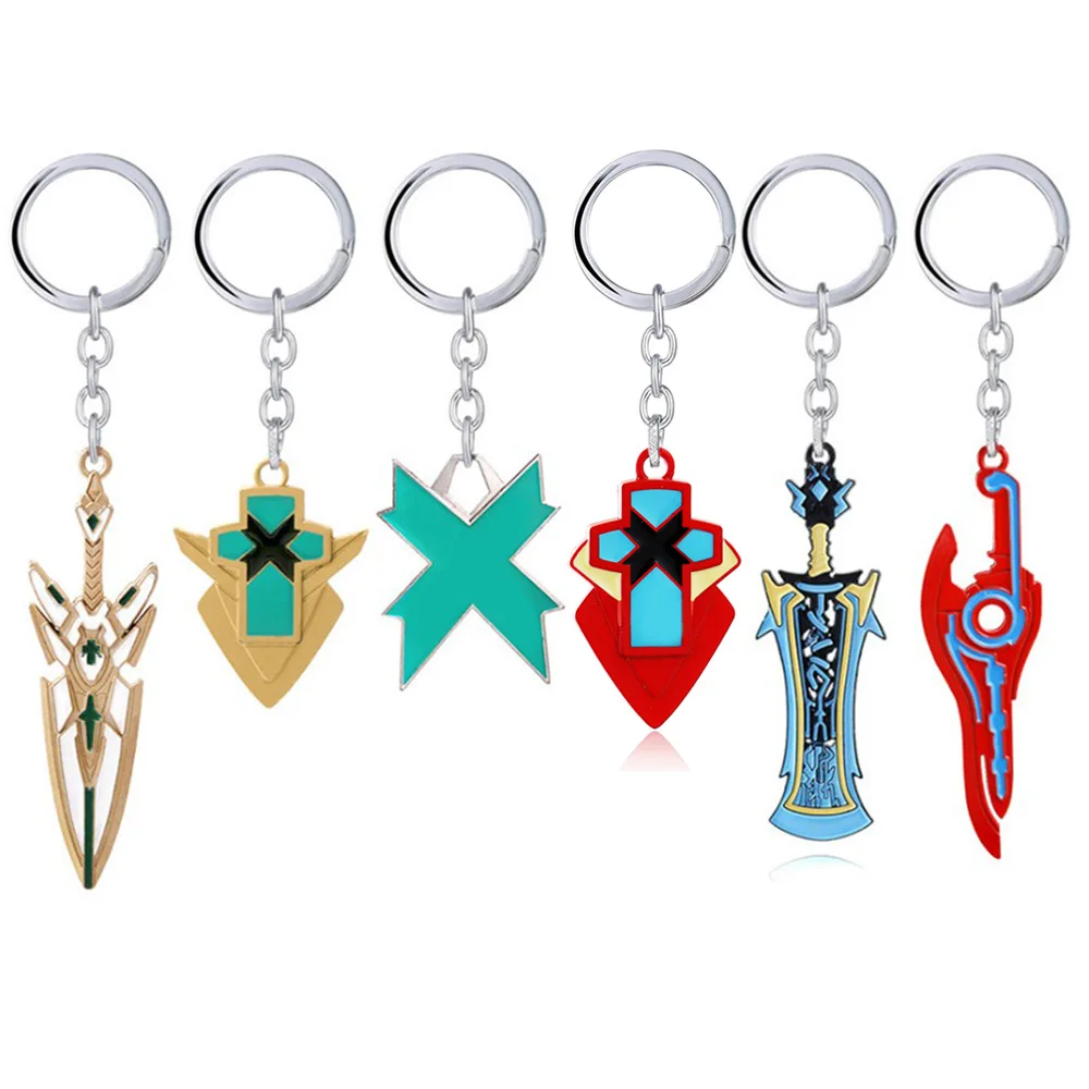 Anime Xenoblade Chronicles Monado Sword Keychains Mythra Hikari Rekkusu Rex Zeke Weapon Metal