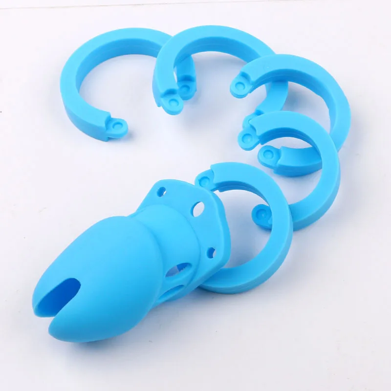 Silicone Chastity Cage Male Cock Lock With 5 Sizes Penis Ring Chastity Belt Sextoys For Men Stretcher BDSM Gay Sex Shop penis chastity cage chastity lock sex toy