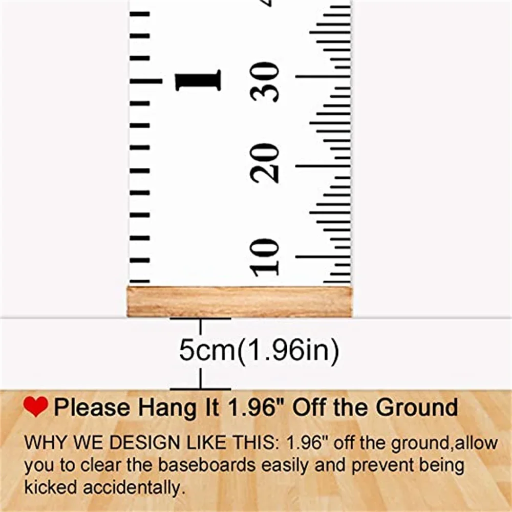Cartoon Baby Kids Growth Chart Record Wood Frame Fabric Height Measurement Ruler for Boys & Girls Child's Room 키재기 Decoration