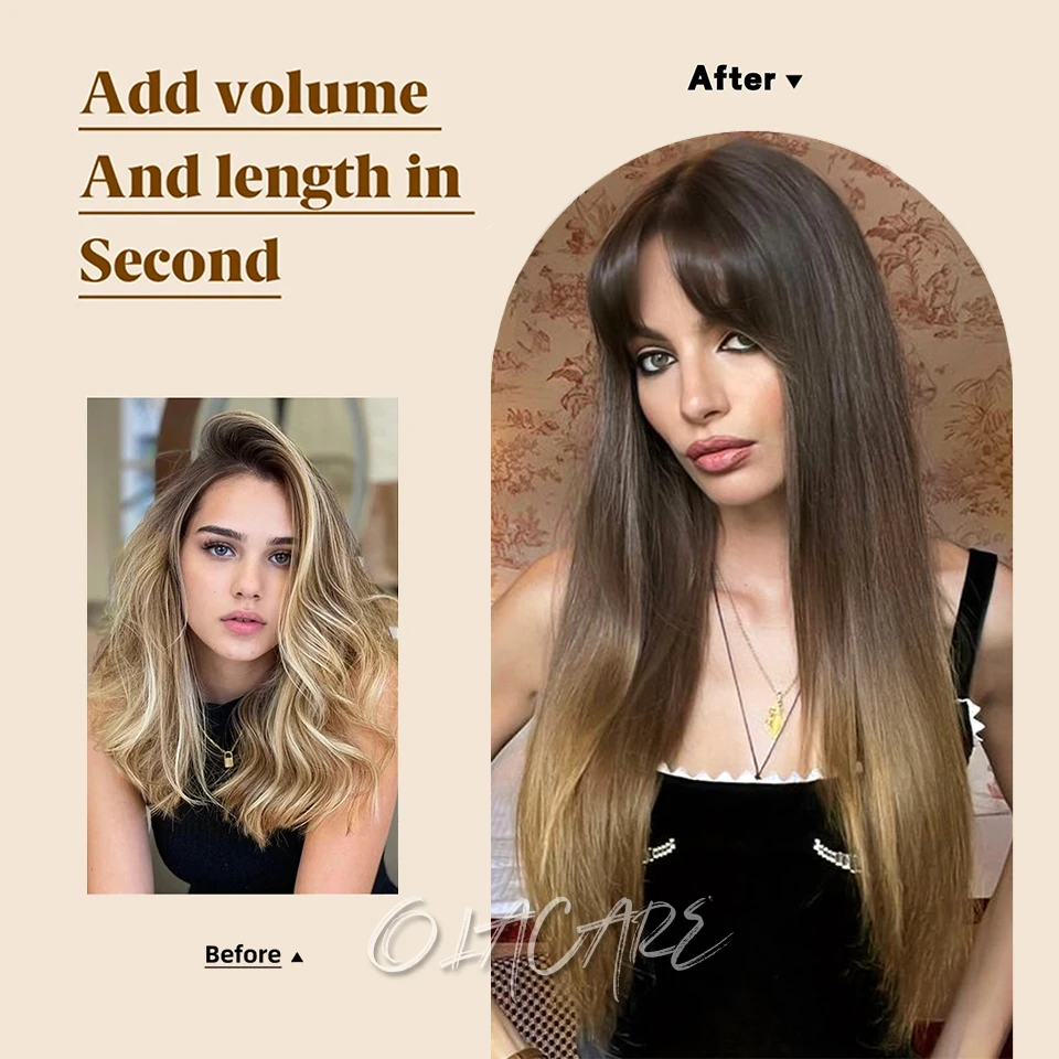 Curly Wavy Omber Brown Blonde Synthetic Hair Extensions