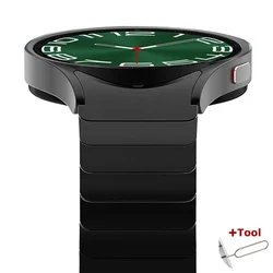 Luxury Titanium Color Stainless Steel Watch Band - Premium Metal Bracelet Strap for Galaxy Watch 7 44mm (Black-Tool)