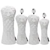 Golf Headcover Skull Driver Fairway Hybird Wood Head Cover Set PU Leather Waterproof Soft Durable Golf Woods Club Accessories 3
