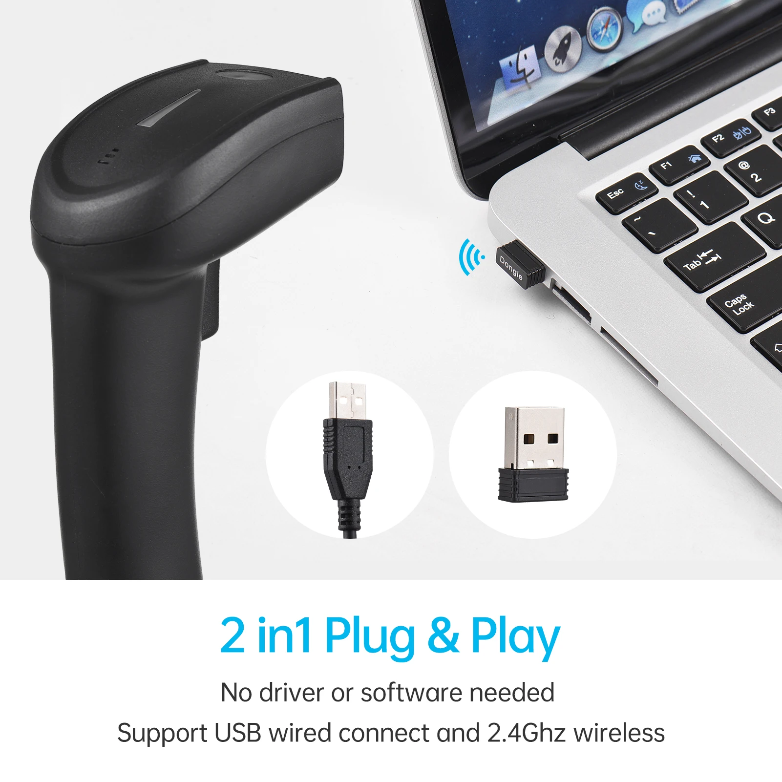 Handheld USB Wired CCD Bar Code Reader Manual Trigger Scanning Support Paper and Screen Code Compatible with Win Android MAC