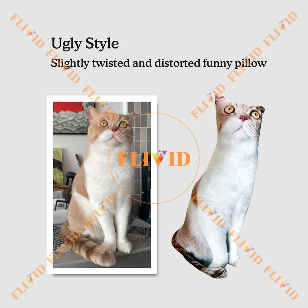 Custom Hot Dog Cat Ugly Zany Pillow, Animals Pillows,Personalized Pet Pillow from Photo,Pet Loss Memorial Gift,Pet Lover Gift 2