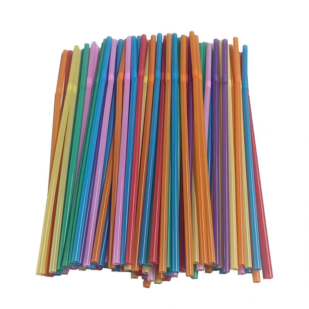 Colorful&Black Flexible Plastic Drinking Straws 100-1500PCS Milk Tea Bar Party Wedding Kitchen Beverage Home Accessories