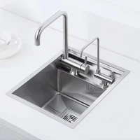 New Nanometer 304 Stainless Steel Handmade kitchen Bar Counter Sink Cover hidden Single Kitchen Small Size Kitchen Sink 1