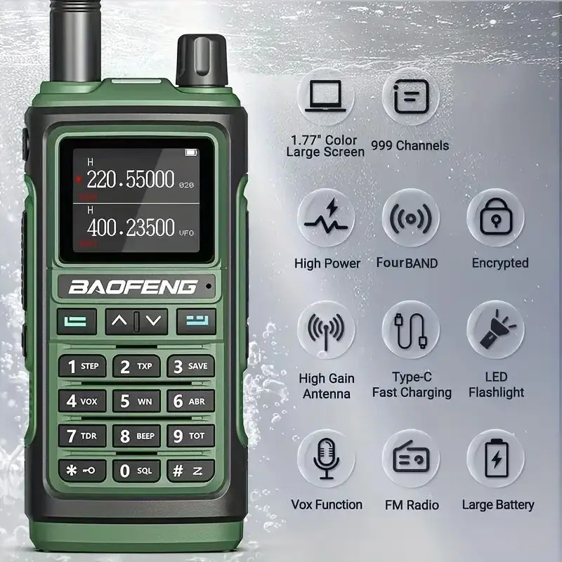 1pc 5/10W UV 17 Pro Max Walkie Talkie, Four Bands Wireless Copy Frequency Powerful Waterproof Two Way Radio, Long Range WalkieTa 4