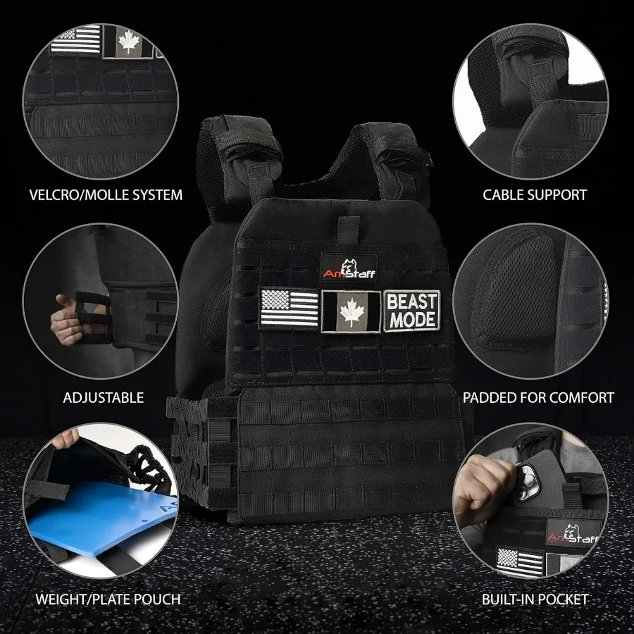 Tactical Weighted Vest - Adjustable Weight Vests - Versatile Wearable Vest for Fitness Workouts, Strength and Endurance Training