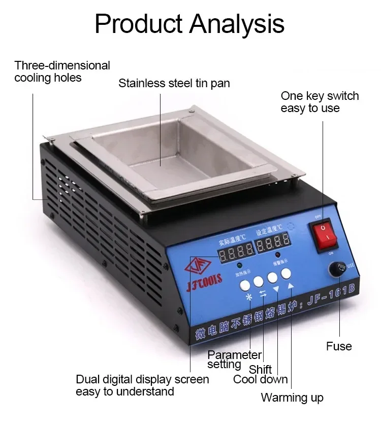 Adjustable Tin Soldering Melting Pot 30-400 Degree Thermoregulation Furnace for