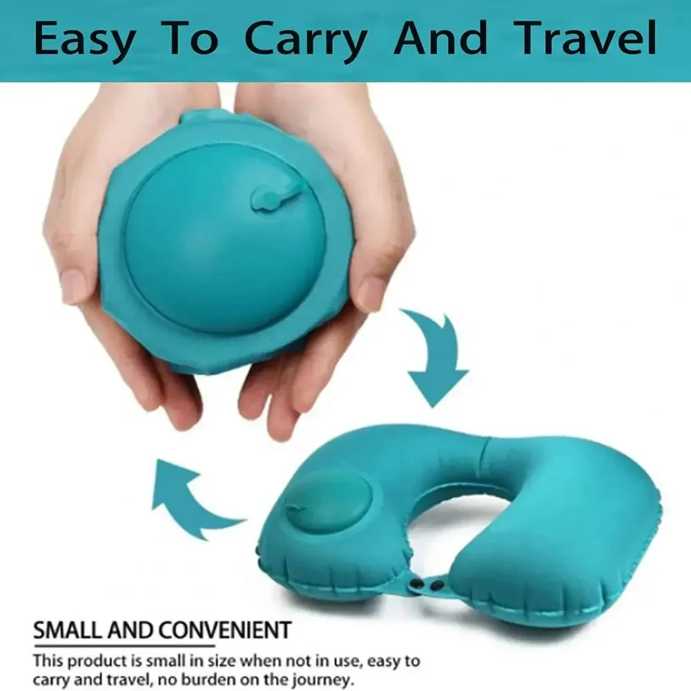 Travel Neck Pillow Comfortable Support Head 360 Degree Traveling Car Airplane Sleeping Head Supportive Press-inflatable Pillow 2