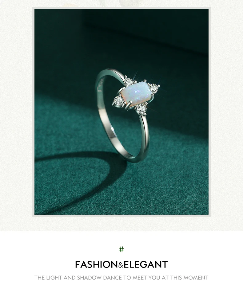 MODIAN Authentic 925 Sterling Silver Geometric Rectangle Natural Opal Jewelry Sets Rings Earrings For Women Wedding Jewelry