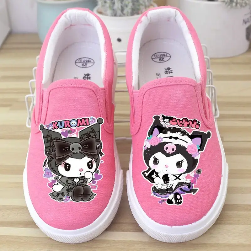 

Girly Heart Kuromi Anime Kawaii Sanrio Canvas Shoes Summer Cute Cartoon Princess Shoes Casual Board Shoes Gifts for Kids