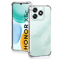 Clear Silicone Shockproof Back Case - Soft TPU Protective Cover for Honor X5c 4G (Transparent)