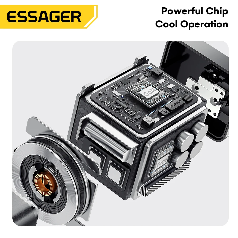 Enhanced GaN Fast Charger with Retractable Cable - 65W USB-C Power Adapter