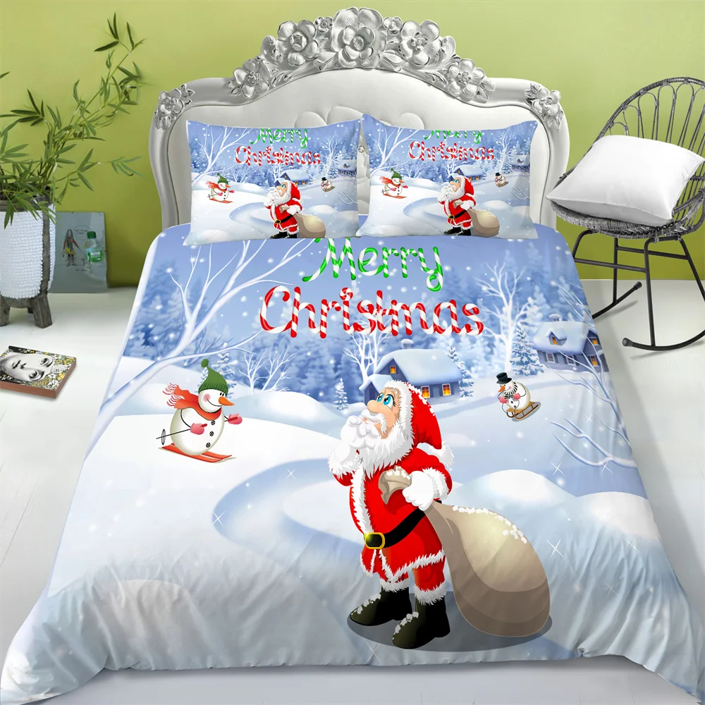 

Пододеяльники с мультяшным принтом с надписью "Merry Christmas", покрывало для кровати из микрофибры, домашнее постельное белье, одноразмерное украшение для спальни