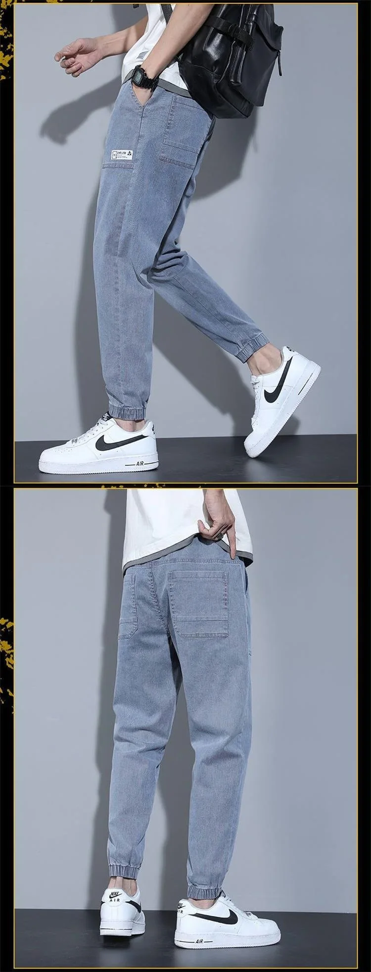 Description Picture 5 of item2024 New Korean Spring Men Loose Bound Feet Labeling Casual Fashion Affordable Comfortable Commuting All-match Cropped Pants